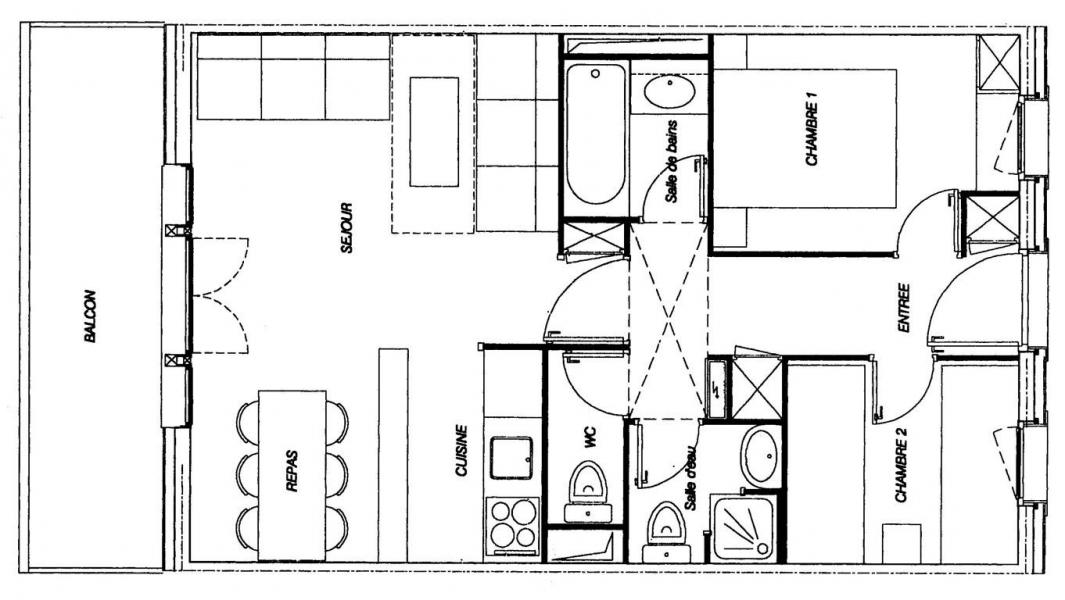 Skiverleih 3-Zimmer-Appartment für 7 Personen (GL309) - Résidence la Valériane - Valmorel - Plan