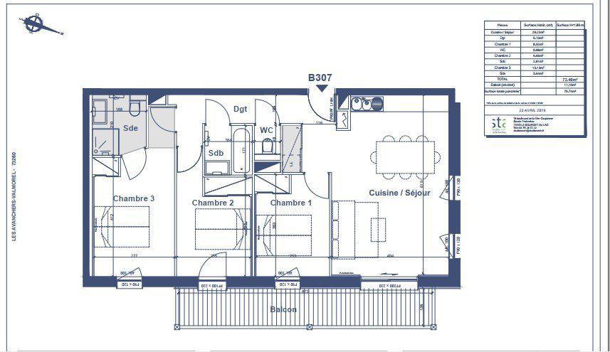 Wynajem na narty Apartament 4 pokojowy 7 osób (G461) - Résidence Lumi - Valmorel - Plan