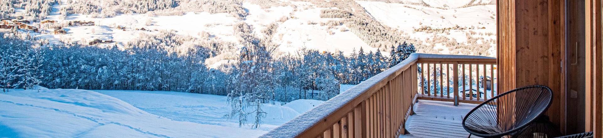 Rent in ski resort 4 room duplex chalet 7 people (L'Ambroisie) - Les Chalets Lumi - Valmorel - Winter outside