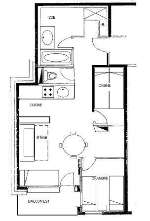Rent in ski resort 3 room apartment 6 people (G057) - Résidence la Terrasse - Valmorel - Plan