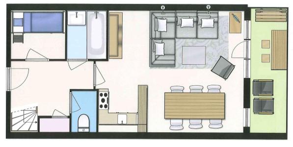 Rent in ski resort 4 room duplex apartment 6 people (GL361) - Résidence la Valériane - Valmorel