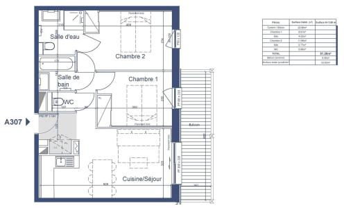 Skiverleih 3-Zimmer-Appartment für 6 Personen (G470) - Résidence Lumi - Valmorel - Plan