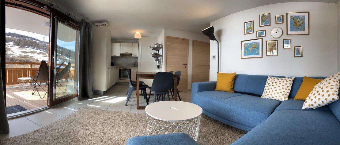 Ski verhuur Appartement 2 kabine kamers 6 personen (33) - Résidence Les Terrasses de Vars Ste Marie  - Vars - Woonkamer