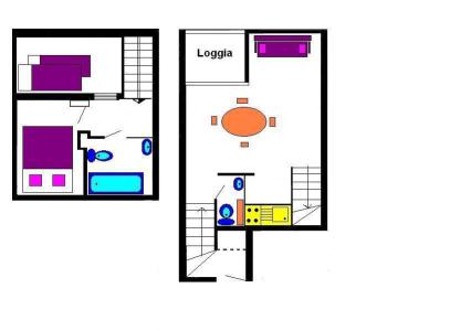 Wynajem na narty Apartament duplex 2 pokojowy 6 osób (019) - Résidence le Hameau - Vars
