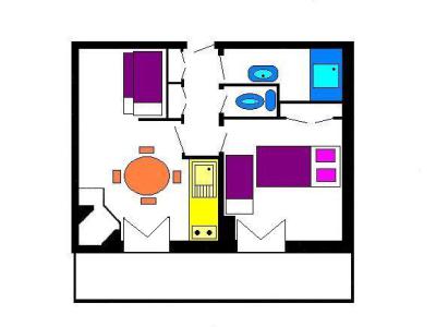 Rent in ski resort 2 room apartment 5 people (006) - Résidence les Chabrières - Vars